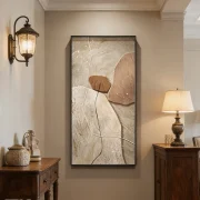 Extra Large Neutral Abstract Entryway Decorative Painting - Modern Foyer Wall Art for Large American Houses