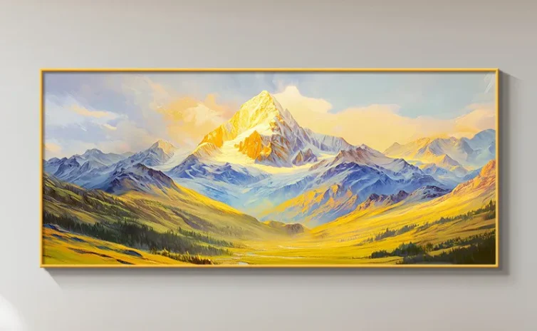 Oversized Golden Mountain Valley Large-Scale Wall Art