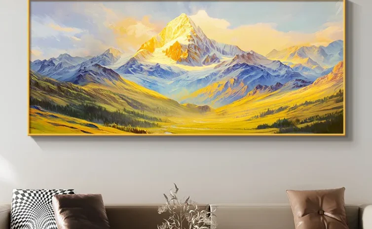 Oversized Golden Mountain Valley Large-Scale Wall Art