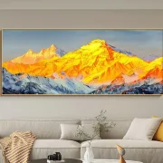 Oversized Golden Mountain Large-Scale Wall Art