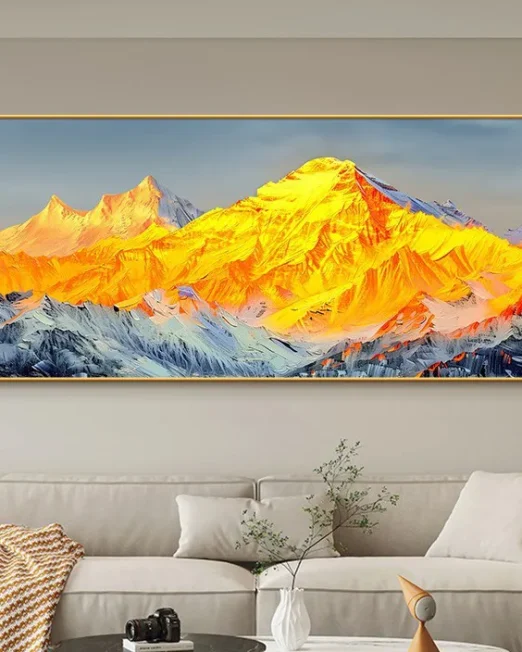 Oversized Golden Mountain Large-Scale Wall Art