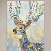 Floral Deer Canvas Wall Art