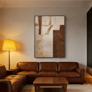 Neutral Abstract Wall Art – Modern Farmhouse Living Room Decor