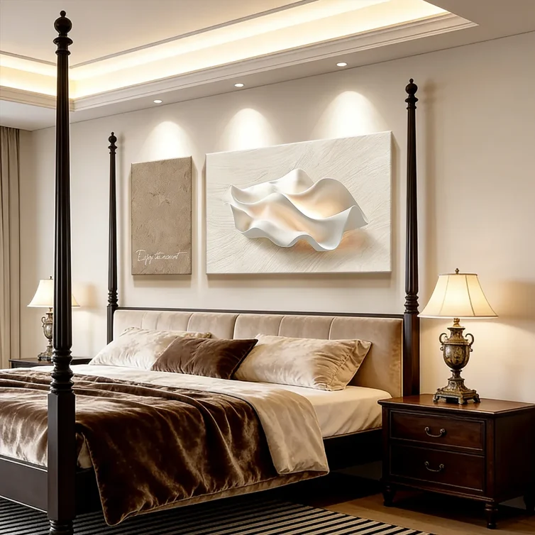 Light Luxury 3D Wavy Wall Art for Contemporary European Home