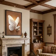3D White Butterfly & Rose Textured Wall Art – Modern Luxury Living Room Decor