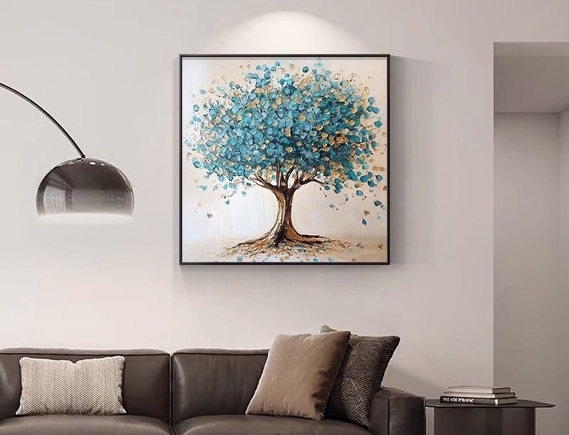 Textured Blue & Gold Fortune Tree Wall Art