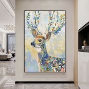 Large-Scale Wall Art Floral Stag: Whispers of the Wild