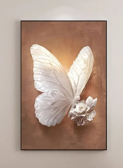 Oversized 3D Sculpted White Butterfly Wall Art