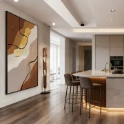 Oversized Neutral Abstract Canvas Wall Art for Large Living Room