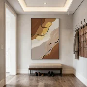 Oversized Neutral Abstract Canvas Wall Art for Large Living Room