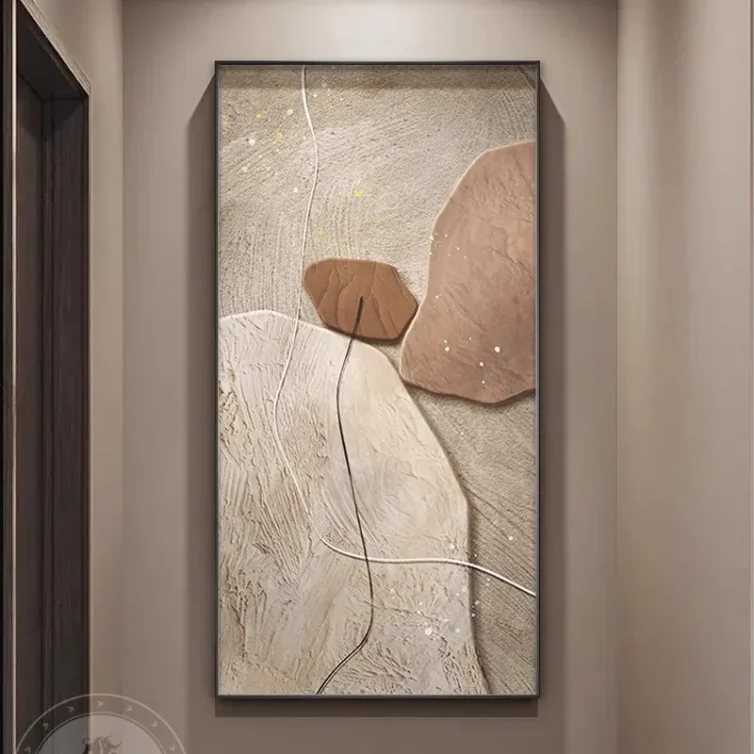 extra large neutral wall art – abstract entryway decorative painting
