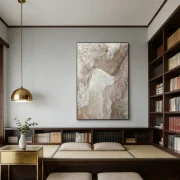 Large Abstract Wall Art in Nordic-Style Living Room