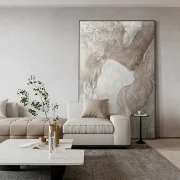 Large Abstract Wall Art in Nordic-Style Living Room