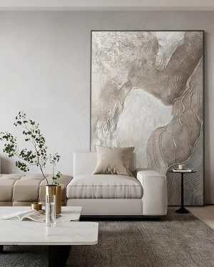Large Abstract Wall Art in Nordic-Style Living Room