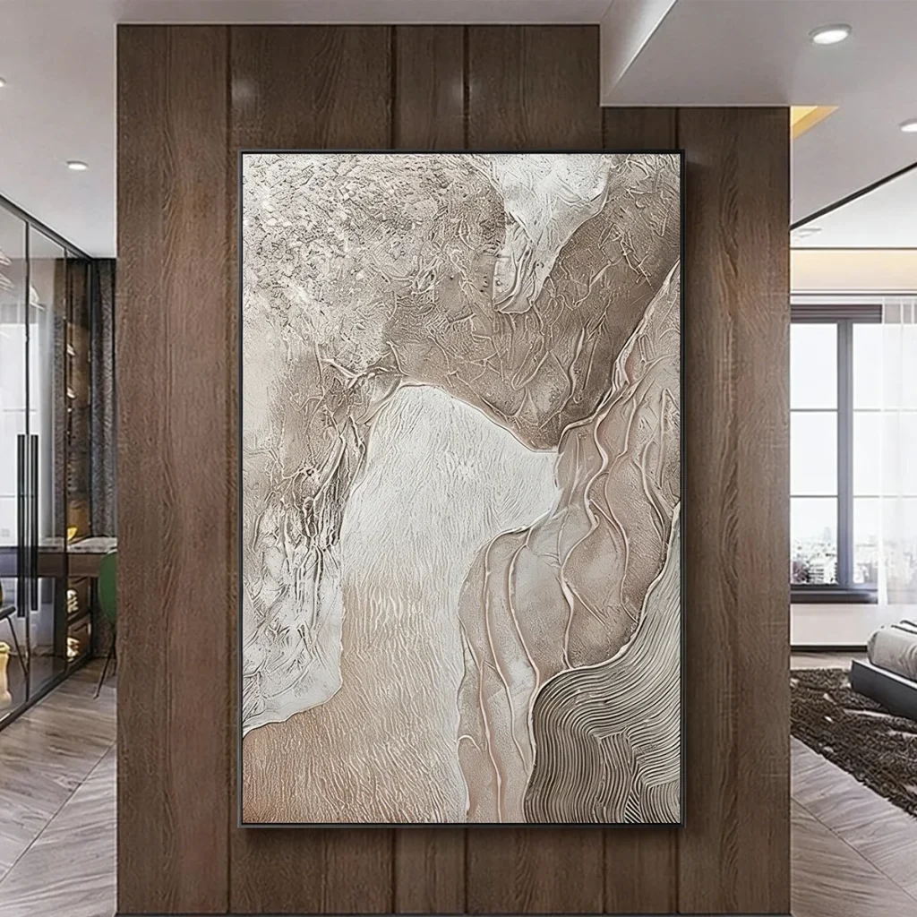 Large Abstract Wall Art in Nordic-Style Living Room