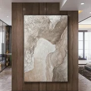 Large Abstract Wall Art in Nordic-Style Living Room