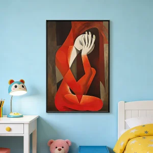 Oversized Abstract Red Figure Wall Art