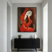 Oversized Abstract Red Figure Wall Art