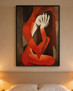 Oversized Abstract Red Figure Wall Art