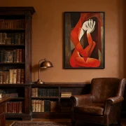 Oversized Abstract Red Figure Wall Art