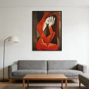 Oversized Abstract Red Figure Wall Art