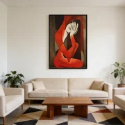 Oversized Abstract Red Figure Wall Art