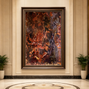 Luxury earth tones ferrous rock wall decor, vintage red purple mineral vein framed