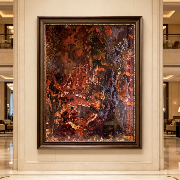 Luxury Earth Tones Ferrous Rock Wall Decor for Hotel Lobby