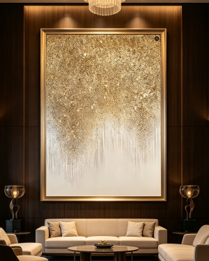 Light Luxury Gold White Abstract Hospitality Wall Art