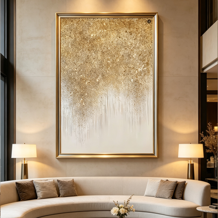 Light Luxury Gold White Abstract Hospitality Wall Art