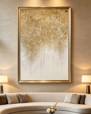 Light Luxury Gold White Abstract Hospitality Wall Art